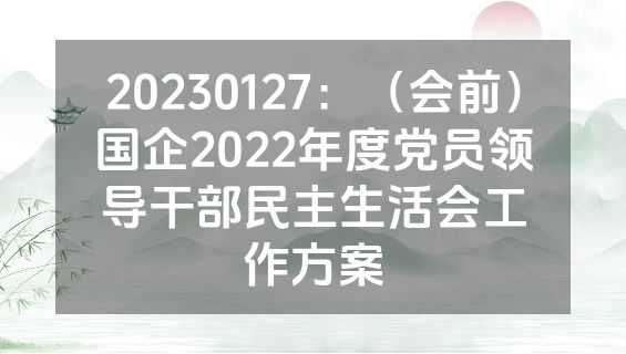 20230127：（会前）国企2022年度党员领导干部民主生活会工作方案