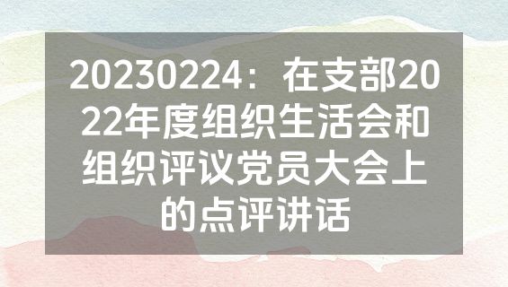 20230224：在支部2022年度组织生活会和组织评议党员大会上的点评讲话