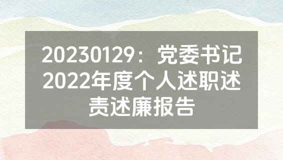 20230129：党委书记2022年度个人述职述责述廉报告