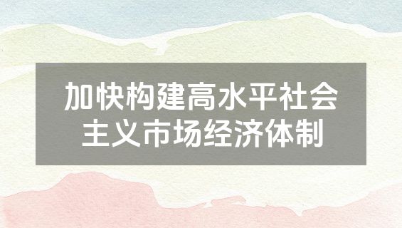 加快构建高水平社会主义市场经济体制