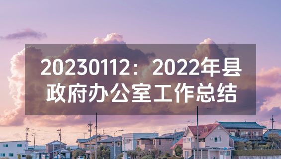 20230112：2022年县政府办公室工作总结
