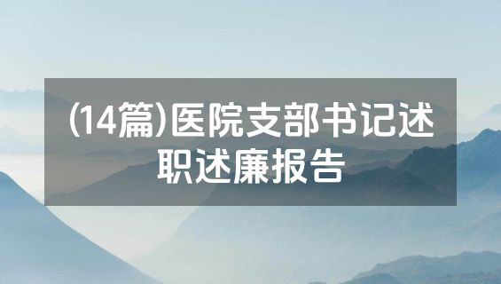 (14篇)医院支部书记述职述廉报告