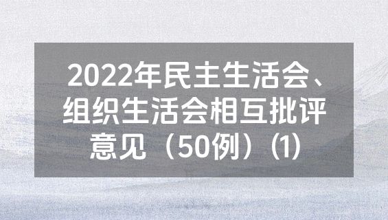 2022年民主生活会、组织生活会相互批评意见（50例）(1)