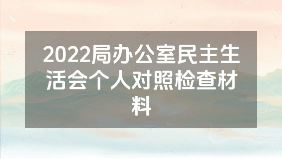 2022局办公室民主生活会个人对照检查材料