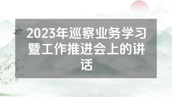2023年巡察业务学习暨工作推进会上的讲话