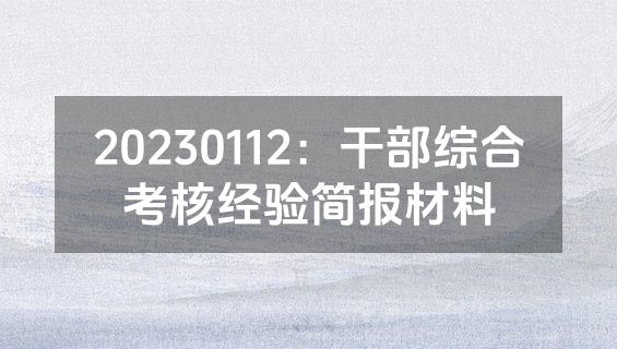 20230112：干部综合考核经验简报材料