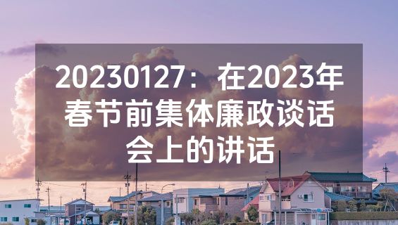 20230127：在2023年春节前集体廉政谈话会上的讲话