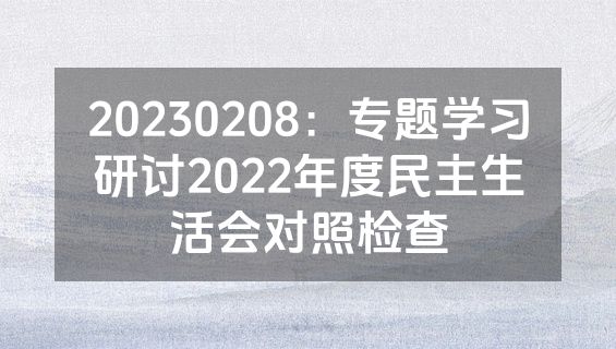 20230208：专题学习研讨2022年度民主生活会对照检查