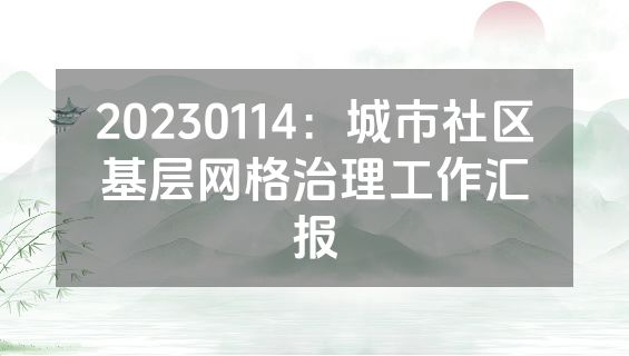 20230114：城市社区基层网格治理工作汇报