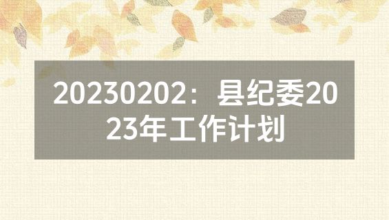 20230202：县纪委2023年工作计划