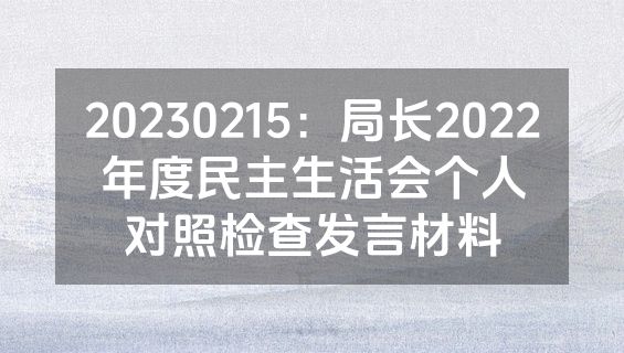 20230215：局长2022年度民主生活会个人对照检查发言材料