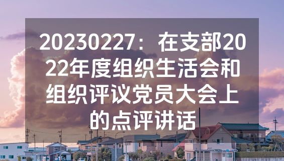 20230227：在支部2022年度组织生活会和组织评议党员大会上的点评讲话