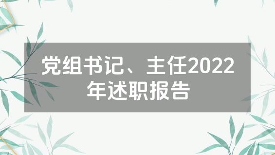党组书记、主任2022年述职报告