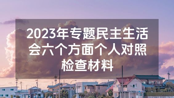 2023年专题民主生活会六个方面个人对照检查材料