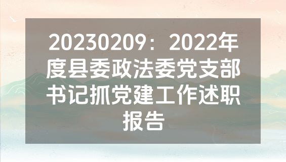 20230209：2022年度县委政法委党支部书记抓党建工作述职报告