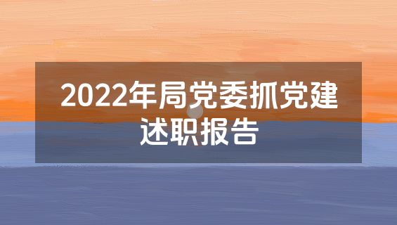 2022年局党委抓党建述职报告