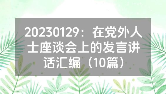 20230129：在党外人士座谈会上的发言讲话汇编（10篇）