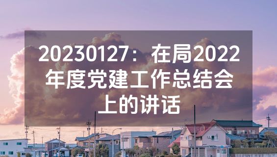 20230127：在局2022年度党建工作总结会上的讲话