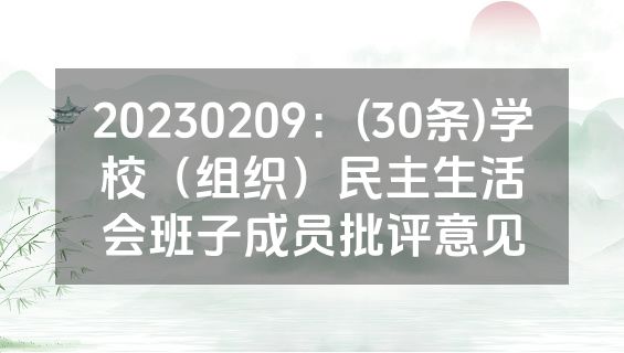 20230209：(30条)学校（组织）民主生活会班子成员批评意见
