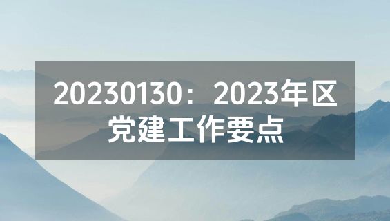 20230130：2023年区党建工作要点