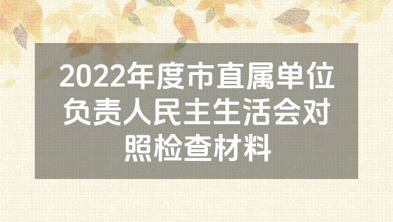 2022年度市直属单位负责人民主生活会对照检查材料
