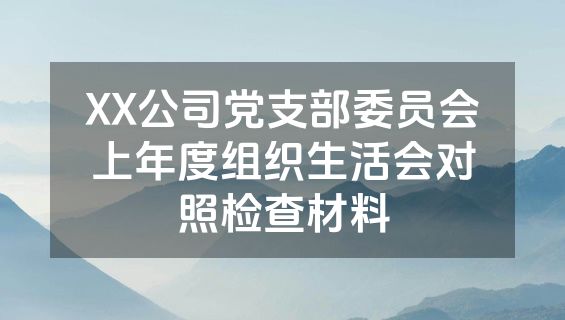 XX公司党支部委员会上年度组织生活会对照检查材料