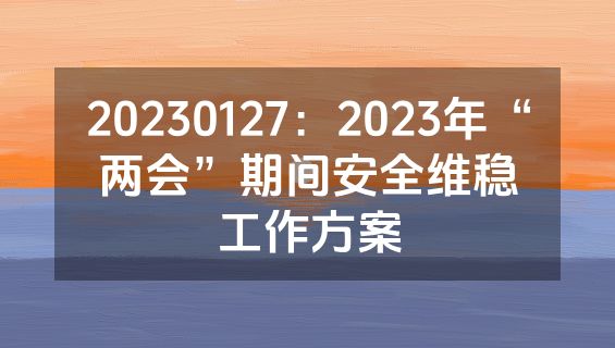 20230127：2023年“两会”期间安全维稳工作方案