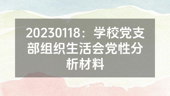 20230118：学校党支部组织生活会党性分析材料