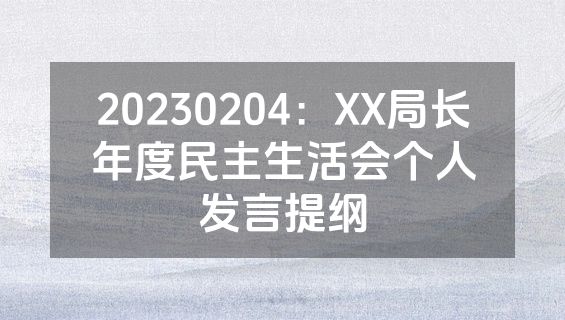 20230204：XX局长年度民主生活会个人发言提纲