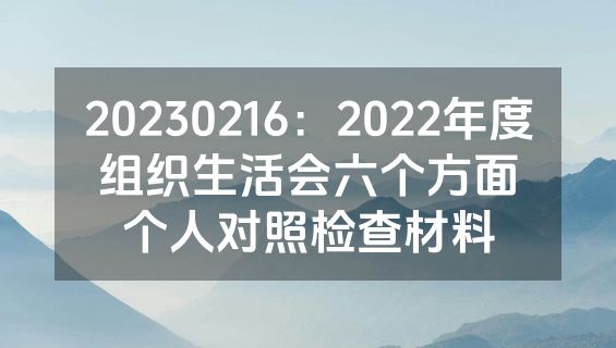 20230216：2022年度组织生活会六个方面个人对照检查材料