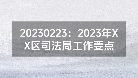 20230223：2023年XX区司法局工作要点