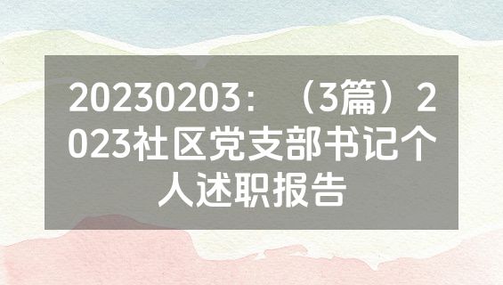 20230203：（3篇）2023社区党支部书记个人述职报告