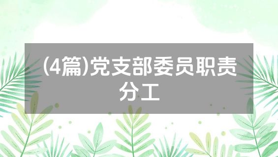 (4篇)党支部委员职责分工