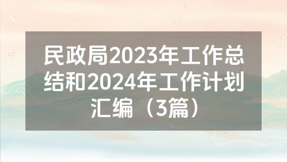 民政局2023年工作总结和2024年工作计划汇编（3篇）