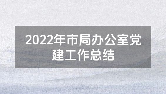 2022年市局办公室党建工作总结