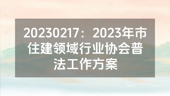20230217：2023年市住建领域行业协会普法工作方案