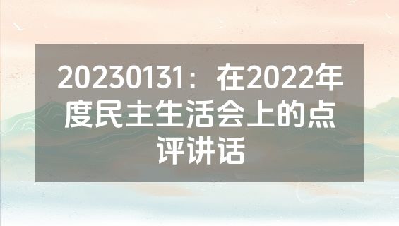 20230131：在2022年度民主生活会上的点评讲话