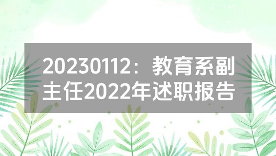 20230112：教育系副主任2022年述职报告