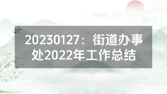 20230127：街道办事处2022年工作总结