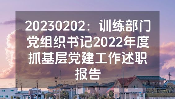 20230202：训练部门党组织书记2022年度抓基层党建工作述职报告
