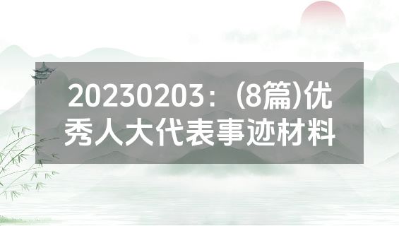 20230203：(8篇)优秀人大代表事迹材料