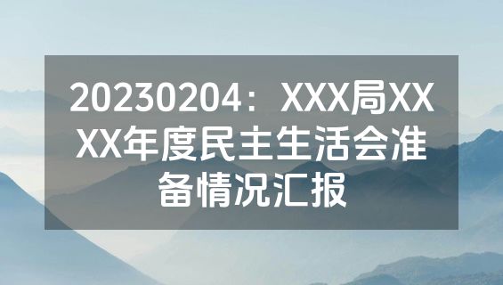 20230204：XXX局XXXX年度民主生活会准备情况汇报