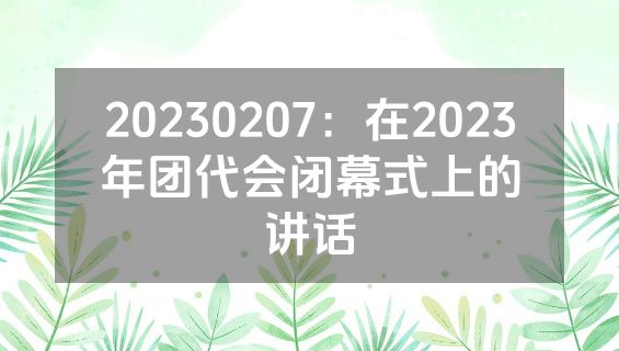 20230207：在2023年团代会闭幕式上的讲话