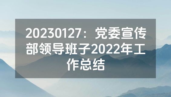 20230127：党委宣传部领导班子2022年工作总结