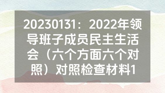 20230131：2022年领导班子成员民主生活会（六个方面六个对照）对照检查材料1