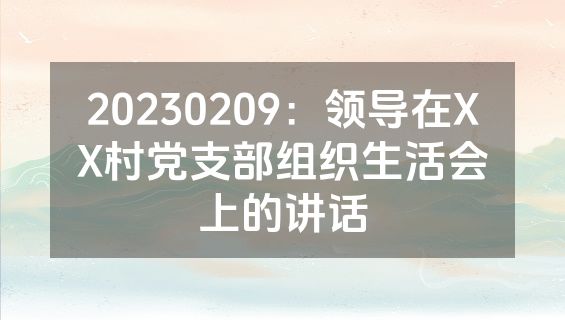 20230209：领导在XX村党支部组织生活会上的讲话