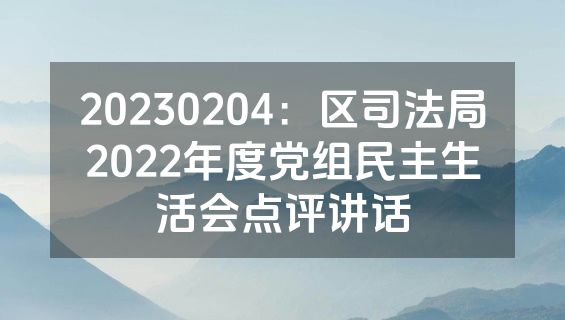 20230204：区司法局2022年度党组民主生活会点评讲话