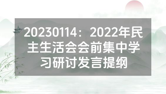 20230114：2022年民主生活会会前集中学习研讨发言提纲