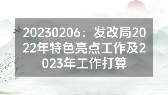 20230206：发改局2022年特色亮点工作及2023年工作打算
