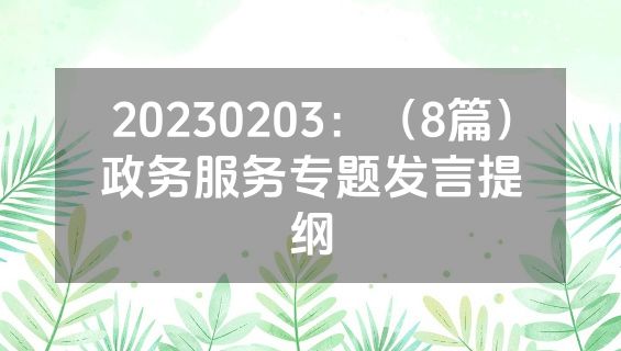 20230203：（8篇）政务服务专题发言提纲
